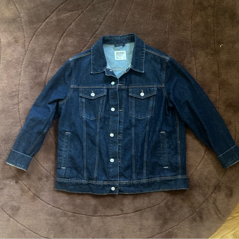 Primark Dark Blue Denim Jacket with Accented Stitching